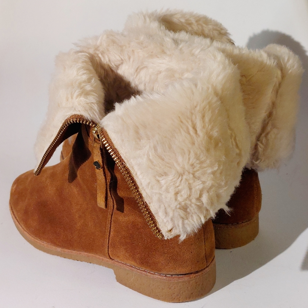 HP🔥Kate Spade cognac suede fur-lined Baja boot, EU40, EUC